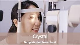  Presentation with test 1 - PPT theme enhanced with asian woman do eye test background and a coral colored foreground