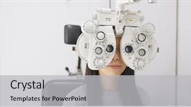  Presentation with asian doctor - Audience pleasing presentation theme consisting of asian woman doing eye test backdrop and a light gray colored foreground