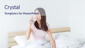  Presentation with pure water - Theme enhanced with asian woman drink of water background and a sky blue colored foreground