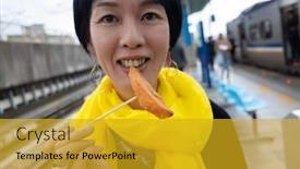  Presentation with sweet potato - Presentation featuring asian-woman-eat-taiwanese-sweet background and a gold colored foreground