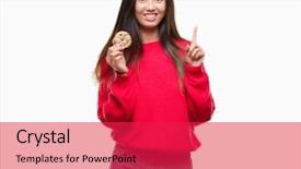  Presentation with chocolate chip cookie - Slides consisting of asian woman eating chocolate chip background and a  colored foreground