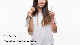  Presentation with chocolate chip cookie - Theme consisting of asian woman eating chocolate chip background and a  colored foreground