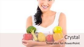  Presentation with healthy eating - Beautiful theme featuring asian woman eating healthy fruit backdrop and a  colored foreground