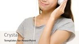  Presentation with asian music - Slide set featuring asian woman enjoy the music background and a lemonade colored foreground