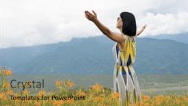  Presentation with free - Beautiful presentation featuring asian-woman-feel-free backdrop and a gold colored foreground