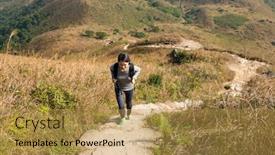  Presentation with mountain top - Cool new slide deck with top of the mountain backdrop and a gold colored foreground