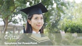  Presentation with graduation - Colorful slide deck enhanced with asian-woman-graduation-and-smile backdrop and a gray colored foreground