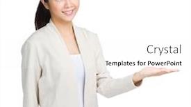  Presentation with asian - Cool new presentation theme with korean cosmetics - asian woman hand showing backdrop and a sky blue colored foreground