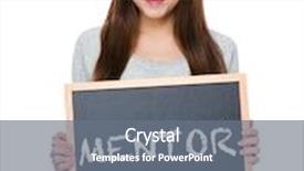  Presentation with mentor - PPT layouts consisting of asian woman hold with blackboard showing a word mentor background and a gray colored foreground