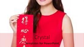  Presentation with everything - Slides consisting of asian woman hold with china fai chun phrase meaning is everything going smoothly and easily background and a red colored foreground