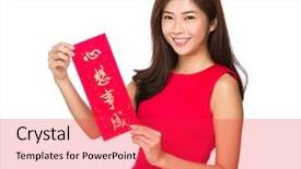  Presentation with dreams - Cool new slides with turis - asian woman hold with fai backdrop and a red colored foreground