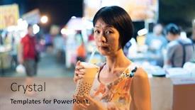  Presentation with bubble tea - Presentation theme featuring famous taiwanese bubble milk tea background and a coral colored foreground