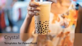  Presentation with bubble tea - Slide set with famous taiwanese bubble milk tea background and a coral colored foreground