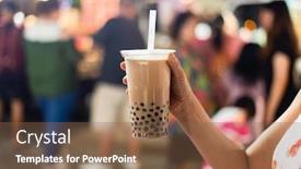  Presentation with bubble tea - Colorful presentation design enhanced with famous taiwanese bubble milk tea backdrop and a tawny brown colored foreground