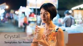  Presentation with bubble milk tea - Presentation theme consisting of famous taiwanese bubble milk tea background and a coral colored foreground