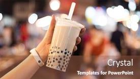  Presentation with bubble tea - Beautiful PPT layouts featuring asian-woman-holding-the-famous backdrop and a tawny brown colored foreground