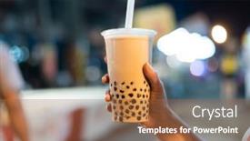  Presentation with bubble tea - Slide deck with asian-woman-holding-the-famous background and a red colored foreground