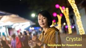  Presentation with bubble milk tea - Beautiful slide deck featuring asian-woman-holding-the-famous backdrop and a tawny brown colored foreground