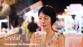 Presentation with bubble milk tea - Cool new theme with asian-woman-holding-the-famous backdrop and a coral colored foreground