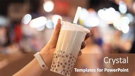  Presentation with bubble tea - Presentation design featuring asian-woman-holding-the-famous background and a red colored foreground
