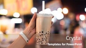  Presentation with milk tea - Cool new slides with asian-woman-holding-the-famous backdrop and a tawny brown colored foreground