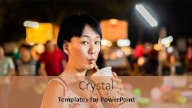  Presentation with bubble milk tea - Presentation featuring asian-woman-holding-the-famous background and a coral colored foreground