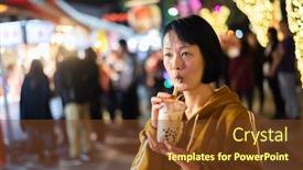  Presentation with bubble milk tea - Amazing presentation theme having asian-woman-holding-the-famous backdrop and a tawny brown colored foreground