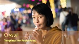  Presentation with bubble milk tea - Slide set with asian-woman-holding-the-famous background and a red colored foreground