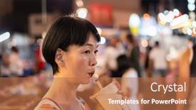  Presentation with bubble tea - Slide deck having asian-woman-holding-the-famous background and a coral colored foreground