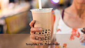  Presentation with bubble milk tea - Presentation theme having asian-woman-holding-the-famous background and a coral colored foreground