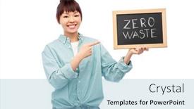  Presentation with chalkboard - Amazing slide deck having asian-woman-holds-chalkboard backdrop and a light blue colored foreground