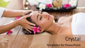  Presentation with spa salon - Slides enhanced with asian woman in the spa background and a coral colored foreground