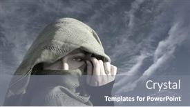  Presentation with asian - Beautiful presentation design featuring asian woman in yashmak over the sky background backdrop and a gray colored foreground