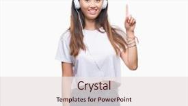  Presentation with asian music - Slides with asian woman listening to music background and a  colored foreground