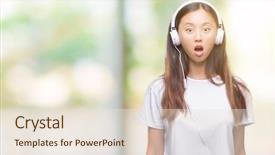  Presentation with music piona - Colorful theme enhanced with sing long - young asian woman listening backdrop and a lemonade colored foreground