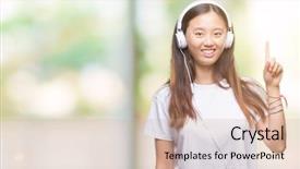  Presentation with asian music - Slide deck featuring asian woman listening to music background and a  colored foreground