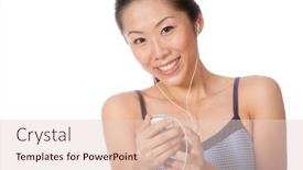  Presentation with asian music - Beautiful presentation theme featuring asian woman listening to music on white background backdrop and a lemonade colored foreground