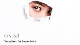  Presentation with asian - PPT theme with asian-woman-pearing-through-ripped background and a white colored foreground