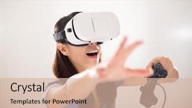  Presentation with controller - PPT layouts featuring asian woman play game background and a  colored foreground