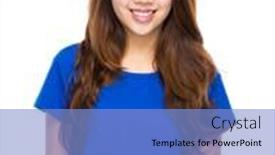  Presentation with asian - Slides featuring asian-woman-portrait background and a light blue colored foreground