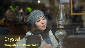  Presentation with cafeteria - Slide deck having asian-woman-posing background and a tawny brown colored foreground