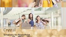  Presentation with shopping - Beautiful slides featuring asian woman shopping collection from 7 different people good for web advertisement or the bar backdrop and a lemonade colored foreground