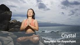  Presentation with maui - Beautiful PPT layouts featuring holostic living - asian woman sitting on rock backdrop and a gray colored foreground
