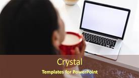  Presentation with space time - PPT theme with asian-woman-sitting-on-sofa background and a tawny brown colored foreground