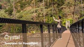  Presentation with suspension bridge - Slide deck featuring asian-woman-take-a-picture background and a coral colored foreground