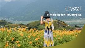  Presentation with stand - Slide deck consisting of asian-woman-taking-a-picture background and a seafoam green colored foreground