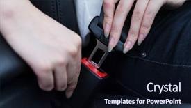  Presentation with safety - Colorful presentation theme enhanced with asian woman tighten safety belt backdrop and a  colored foreground