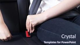  Presentation with seat belt in car safety - Presentation theme having asian woman tighten safety belt background and a  colored foreground