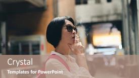  Presentation with asia traditional - Presentation consisting of asian woman traveling and smoking in the traditional marketplace at taiwan background and a coral colored foreground