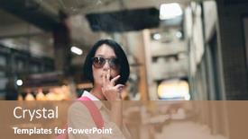  Presentation with smoking - PPT theme with asian-woman-traveling-and-smoking background and a coral colored foreground